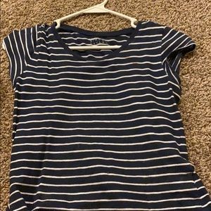 Navy blue shirt with white stripes